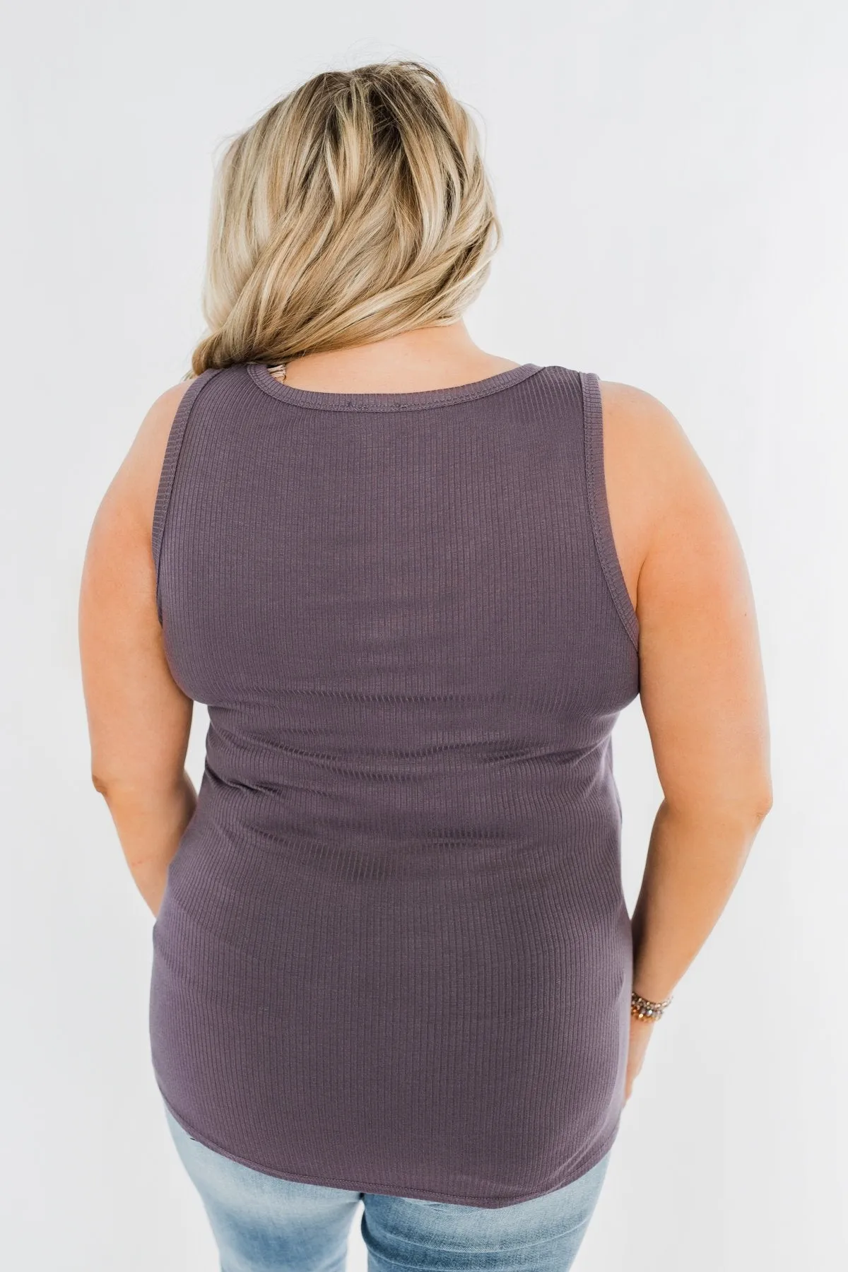 5 Button Henley Tank Top- Deep Purple