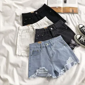 Amy Fashion - Casual High Waist Denim Shorts