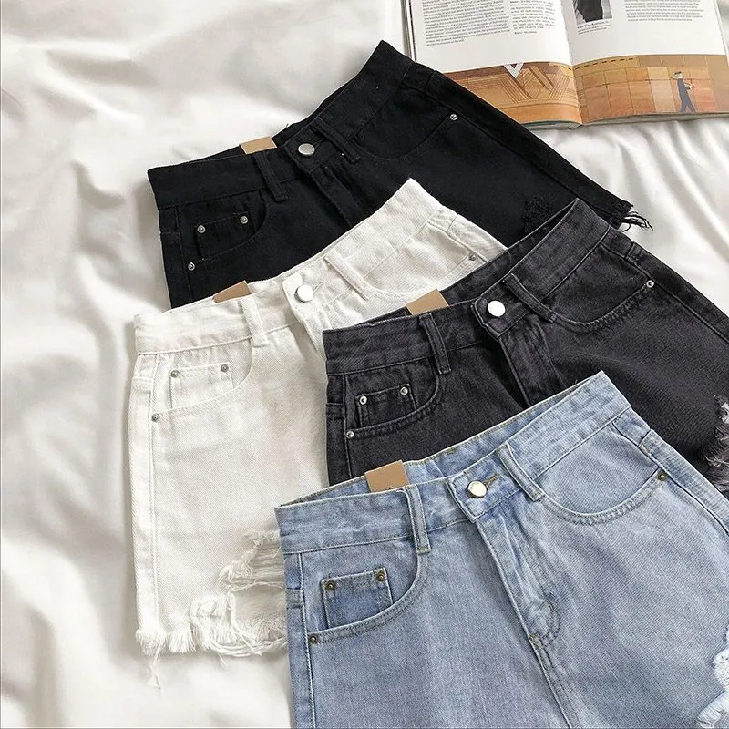 Amy Fashion - Casual High Waist Denim Shorts