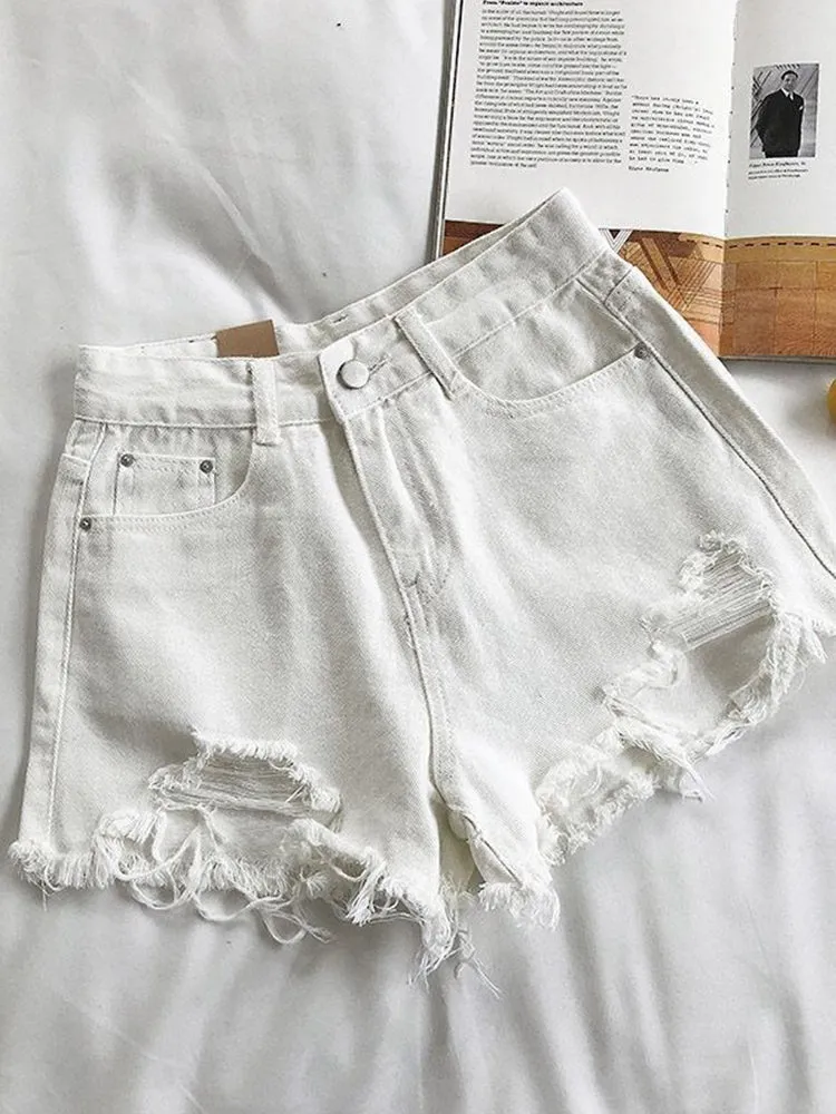 Amy Fashion - Casual High Waist Denim Shorts