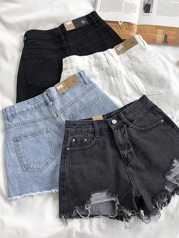 Amy Fashion - Casual High Waist Denim Shorts