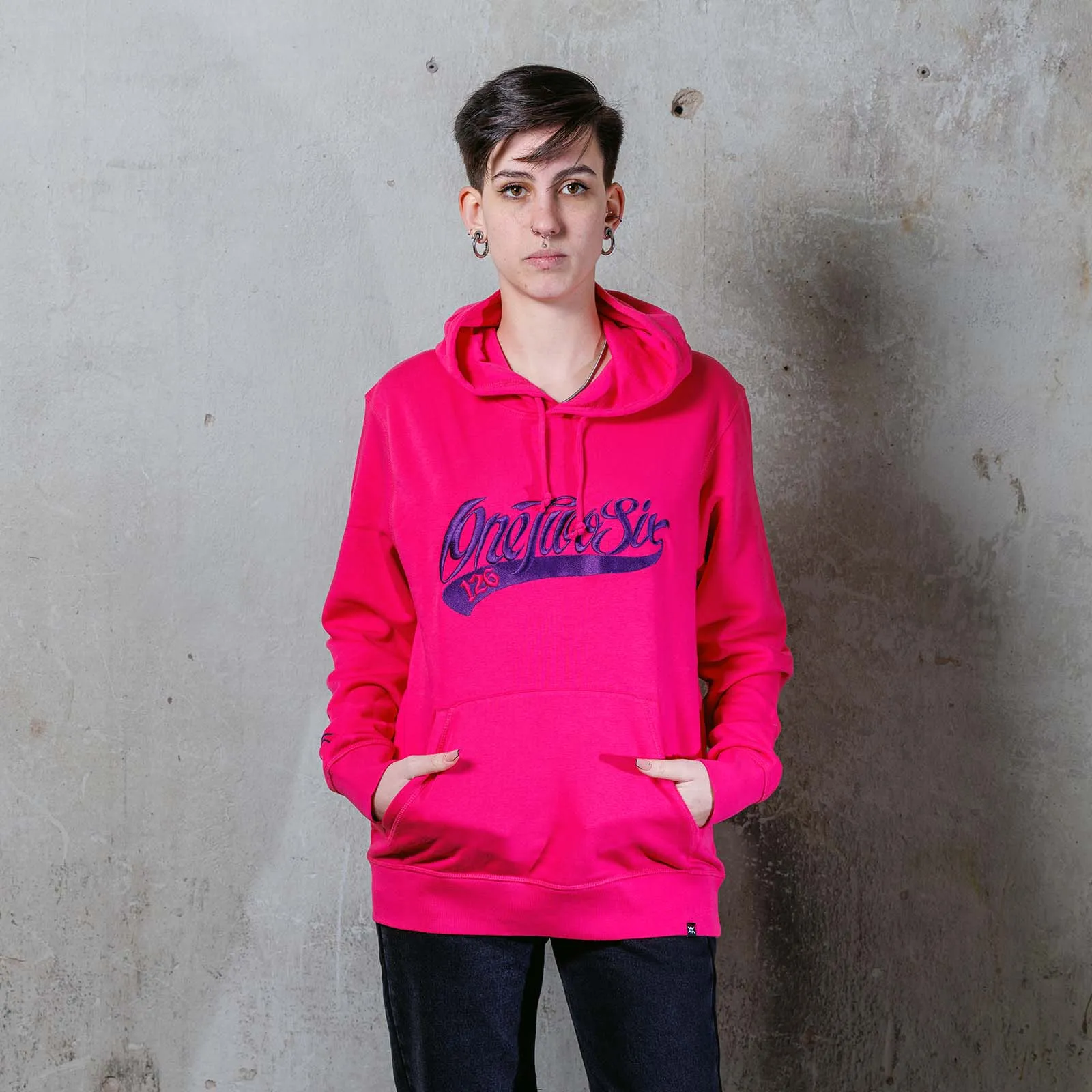 Baseball logo Spring/Fall Edition Hoodie (Raspberry/Fair Trade/Organic Cotton)