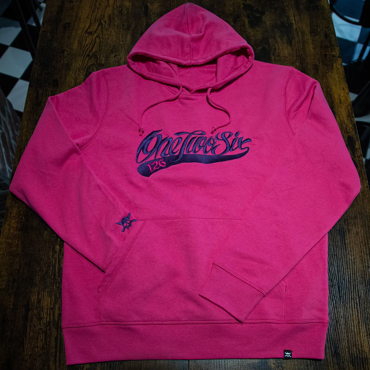 Baseball logo Spring/Fall Edition Hoodie (Raspberry/Fair Trade/Organic Cotton)