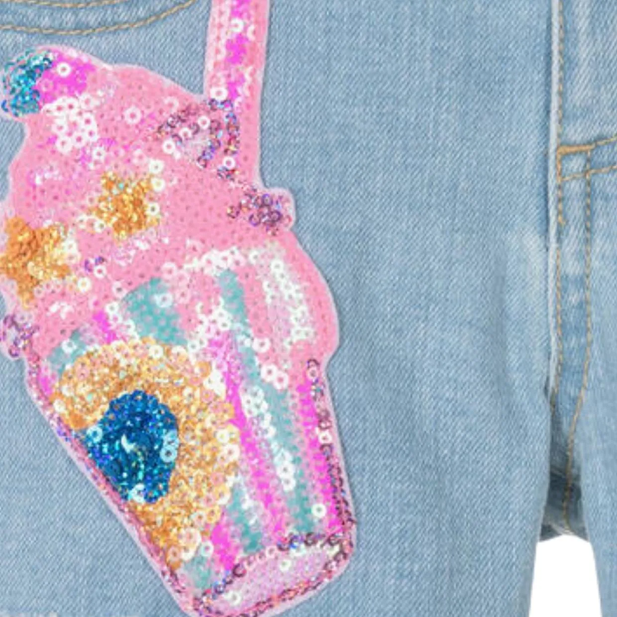 Billieblush Embroidered Sequin Denim Shorts