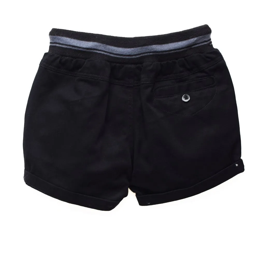 Black And Navy Striped Rib Waist Shorts