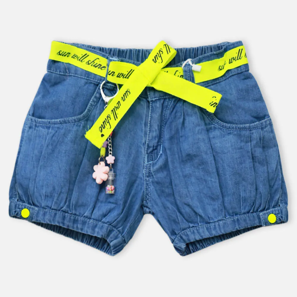 Blue Washed Denim Shorts