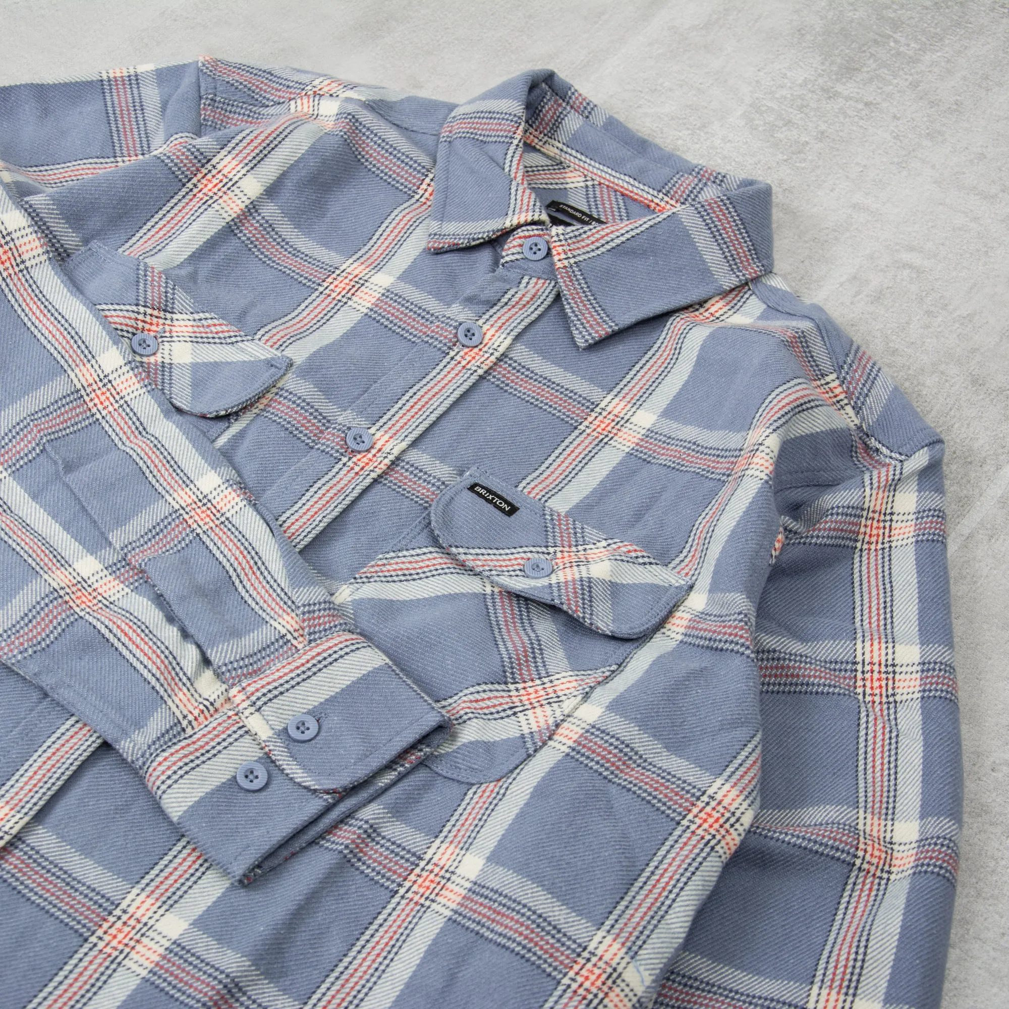 Brixton Bowery Stretch Flannel - Flint Blue / Grey