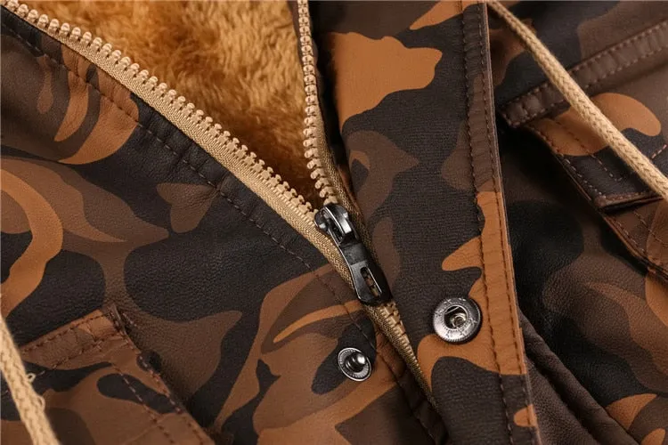 Camouflage Hoodie Fleeced Lined Winter Coats