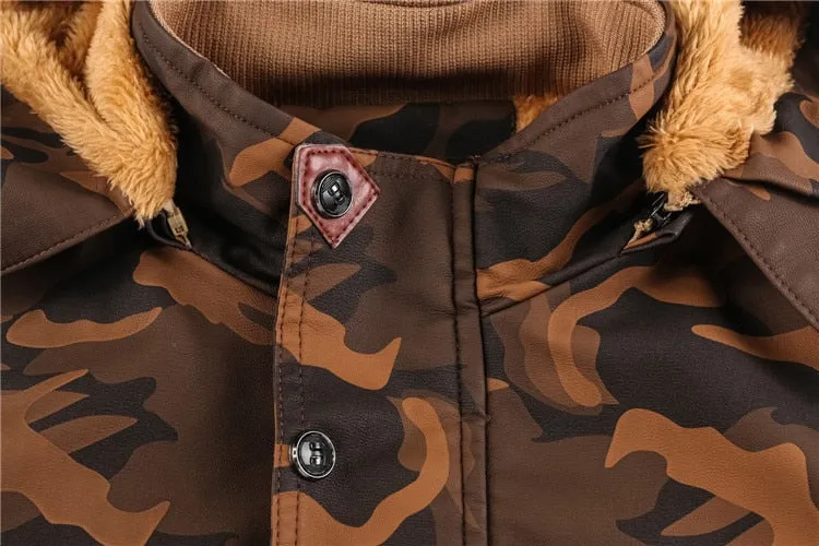 Camouflage Hoodie Fleeced Lined Winter Coats