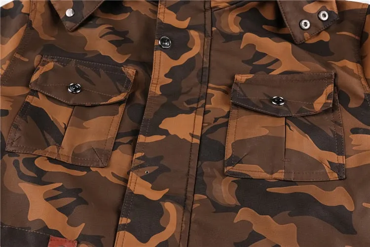 Camouflage Hoodie Fleeced Lined Winter Coats