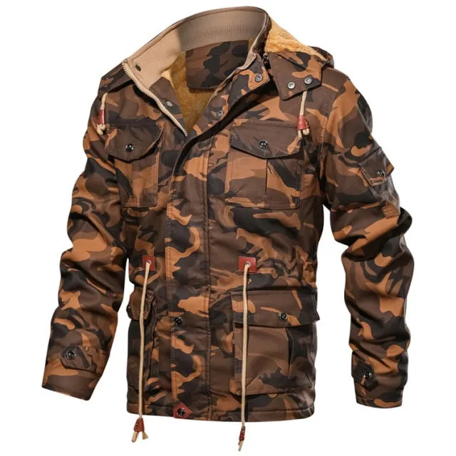 Camouflage Hoodie Fleeced Lined Winter Coats