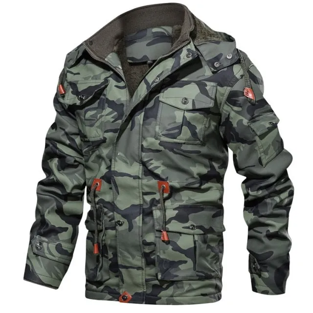 Camouflage Hoodie Fleeced Lined Winter Coats