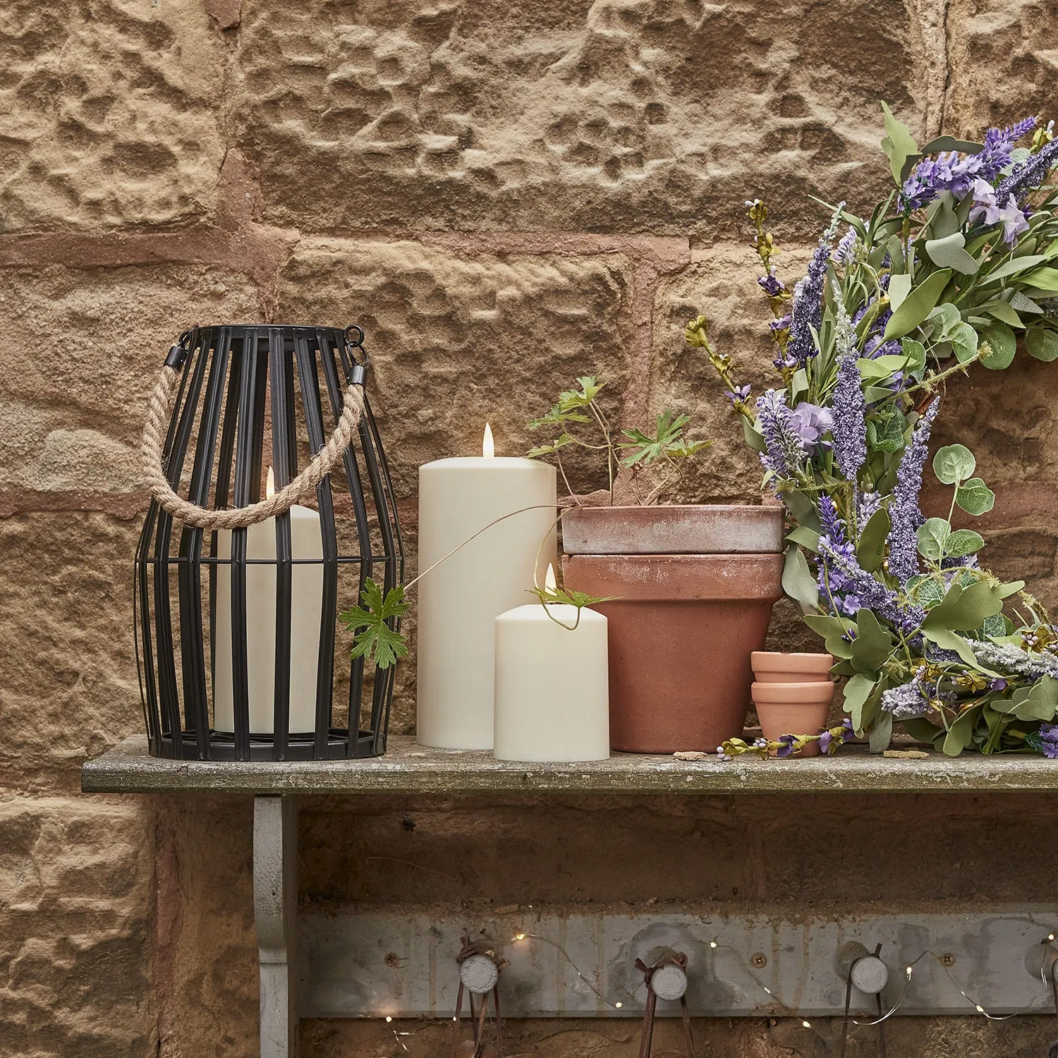 Canberra Slatted Outdoor Lantern with TruGlow® Candle