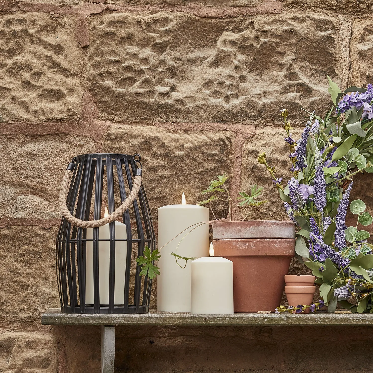 Canberra Slatted Outdoor Lantern with TruGlow® Candle