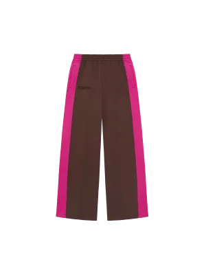 Color Block Loose Leg Track Pants—foxglove pink