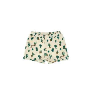 Cream Baby Cactus Print Shorts