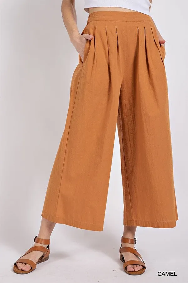 Cropped Wide Leg Pants - Camel