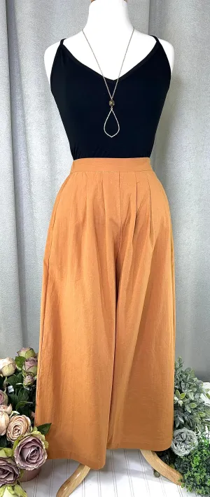 Cropped Wide Leg Pants - Camel