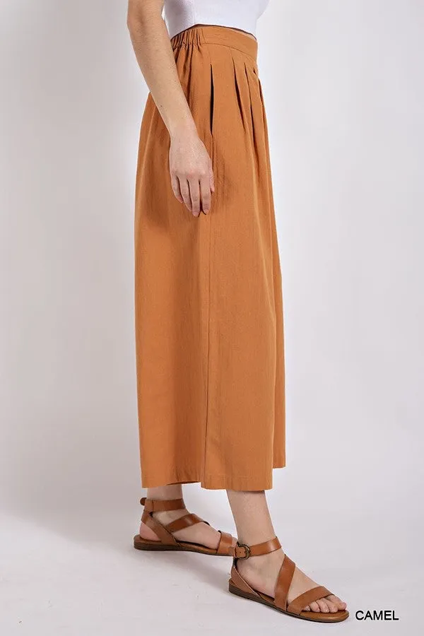 Cropped Wide Leg Pants - Camel