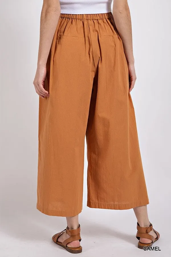 Cropped Wide Leg Pants - Camel