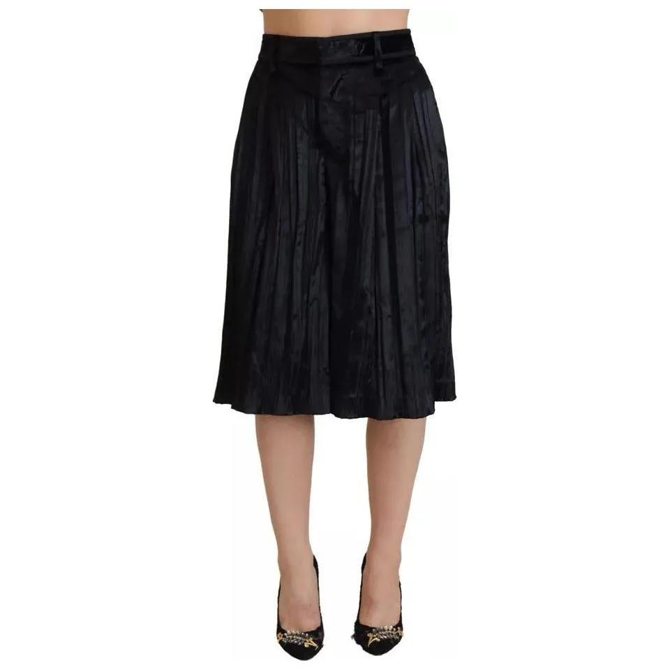 Dsquared² Black Pleated High Waist Wide Leg Cropped Pants