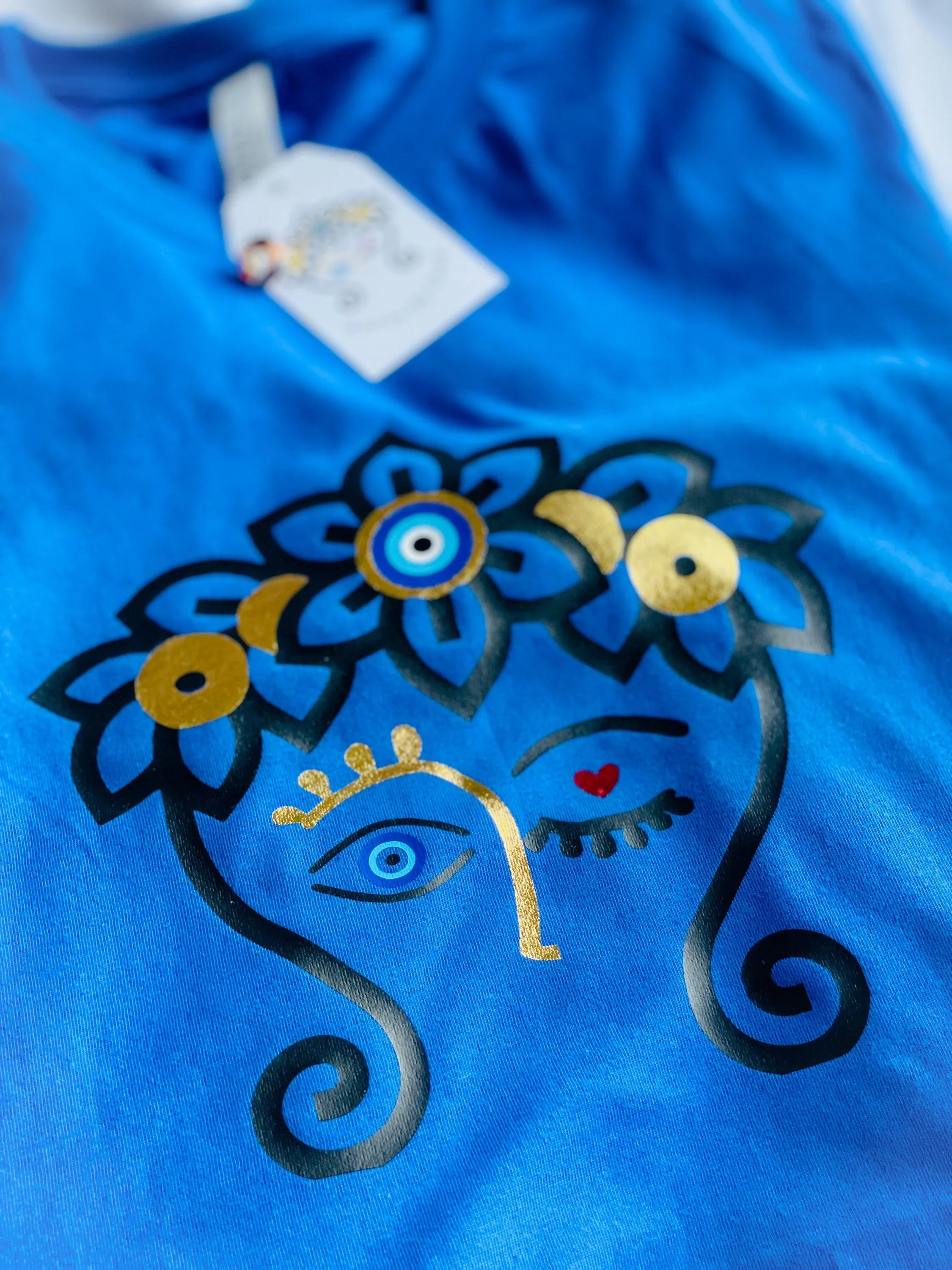 Evil Eye T shirt Face Siluet Top Woman Face Tshirt Amida By Zaa Boho Top