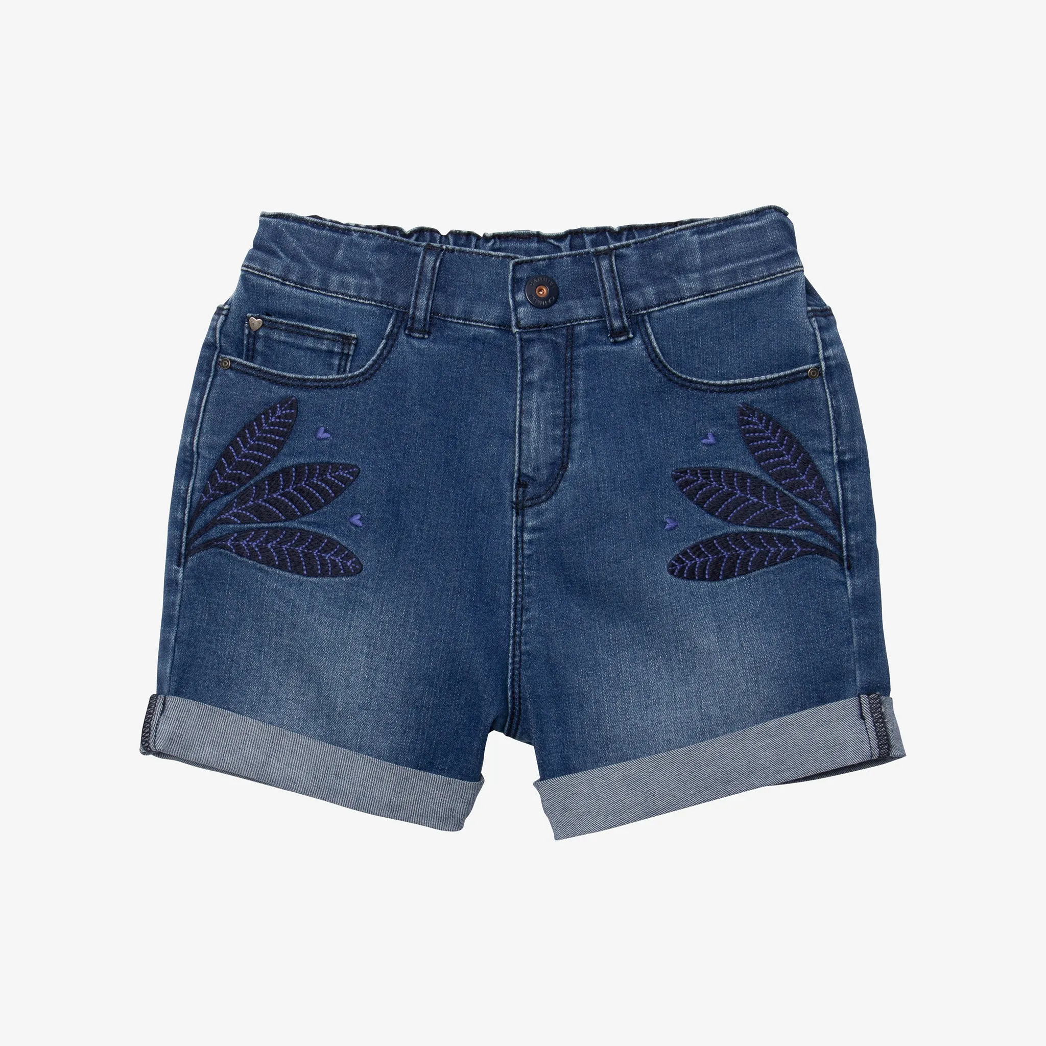 Girls' embroidered jean shorts