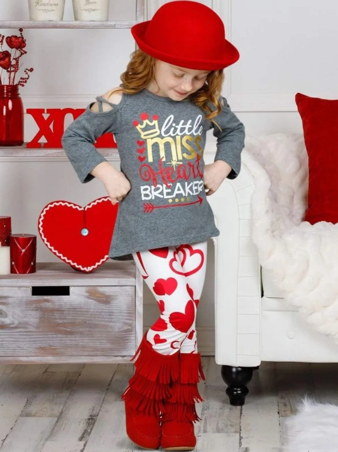 Girls "Little Miss Heart Breaker" Top And Leggings