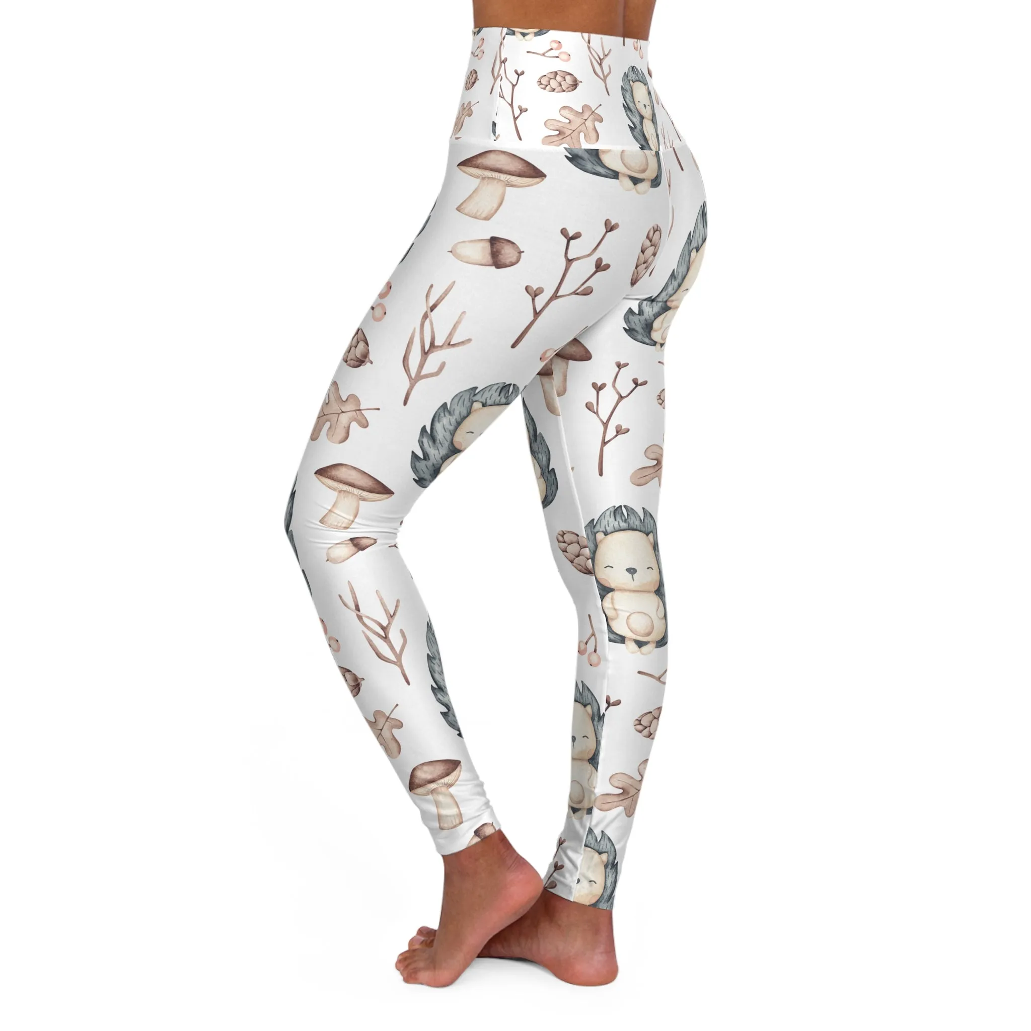 High Waisted Yoga Leggings, Hedgehog