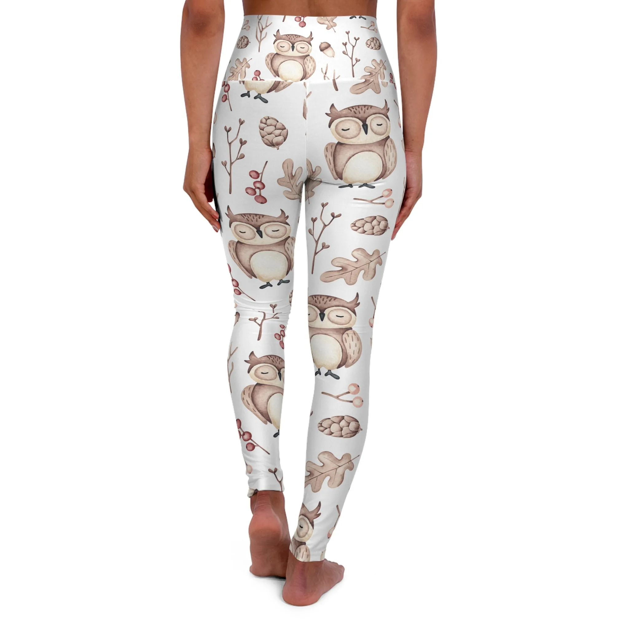 High Waisted Yoga Leggings, Owl