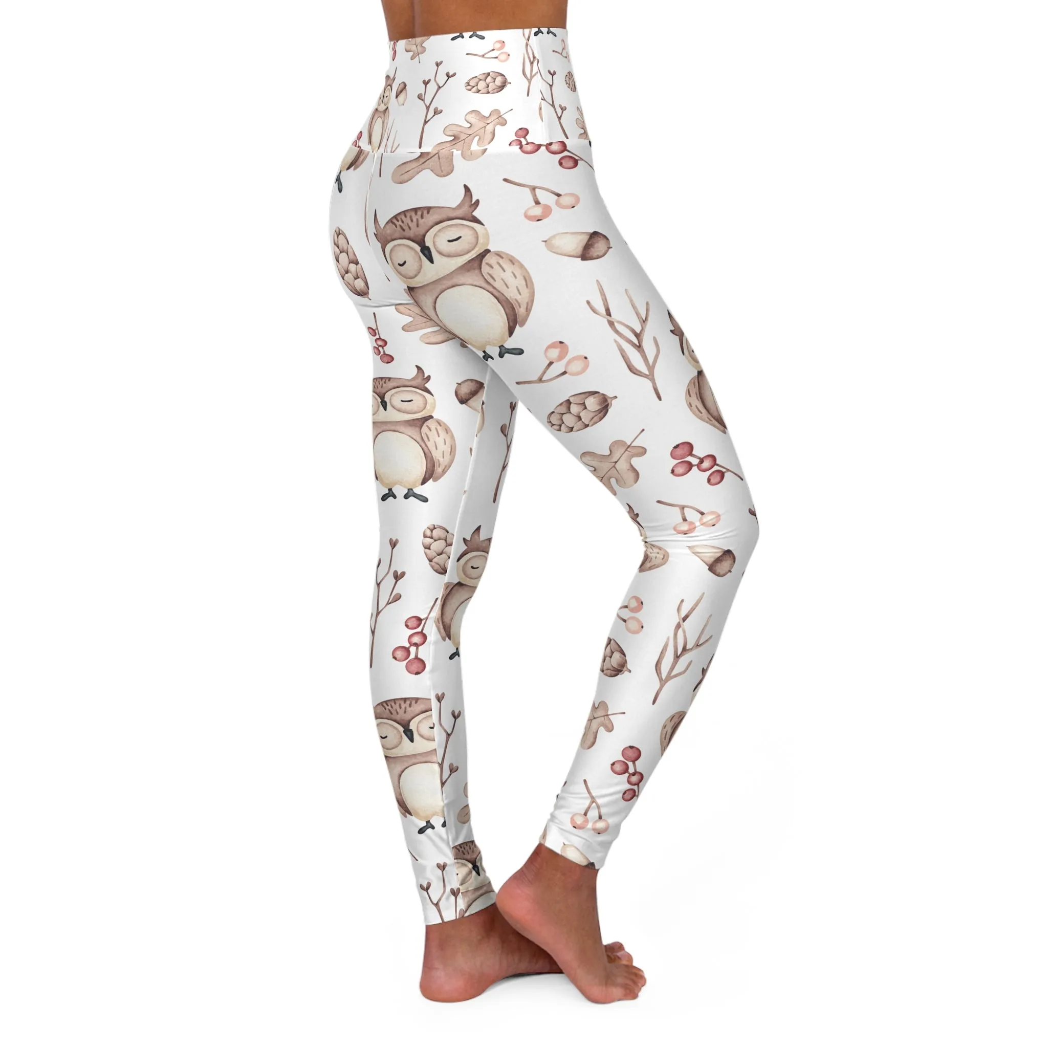 High Waisted Yoga Leggings, Owl