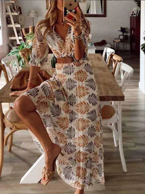 iForgirls V-Neck Printed Maxi Dress