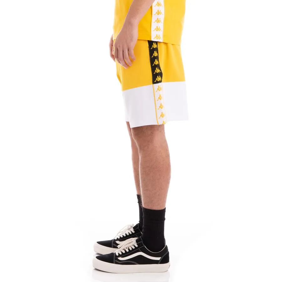 KAPPA MEN's AUTHENTIC BIPLUS YELLOW BLACK WHITE SHORTS