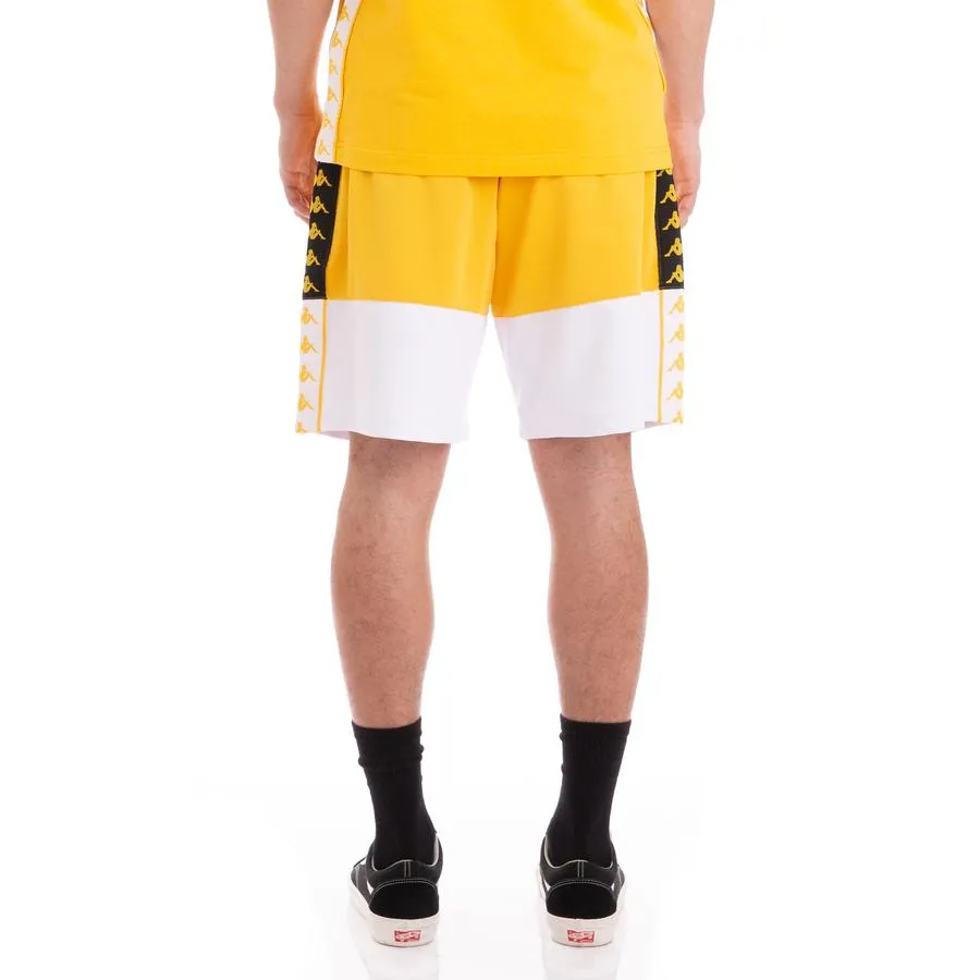 KAPPA MEN's AUTHENTIC BIPLUS YELLOW BLACK WHITE SHORTS