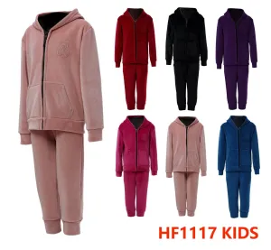 Kids Children Girls Boys Winter Warm Pants Lining Leggings And Zipper Jacket Bear W/Hoody HF1117