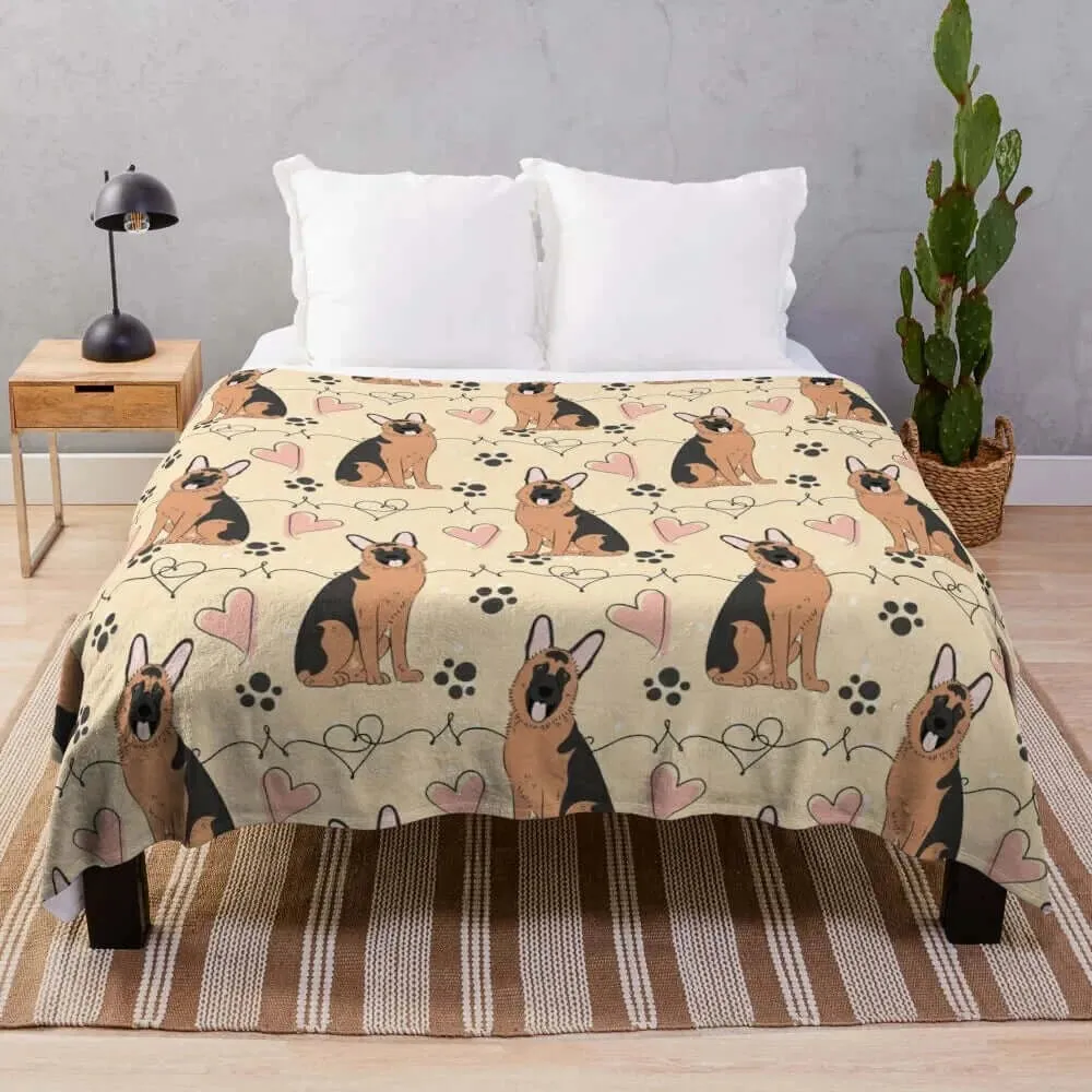 LOVE Floral German Shepherd Flannel Blanket