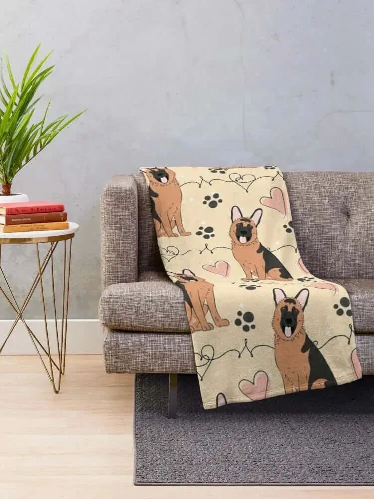 LOVE Floral German Shepherd Flannel Blanket