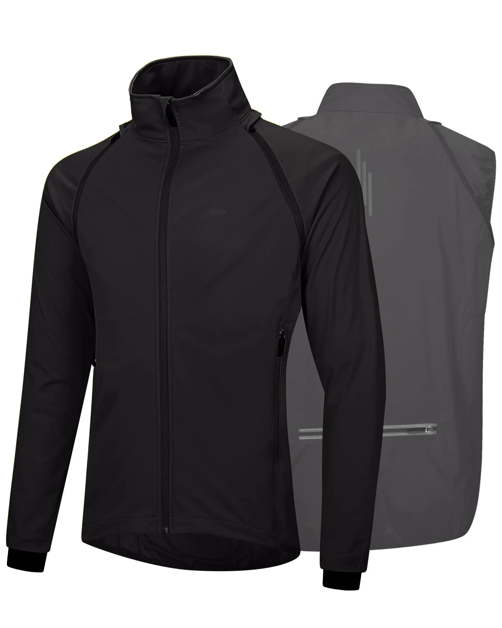 Men's Cycling Jacket Long Sleeve, Waterproof Running Bike Vest Outerwear Reflective Windproof Sleeveless Jacket