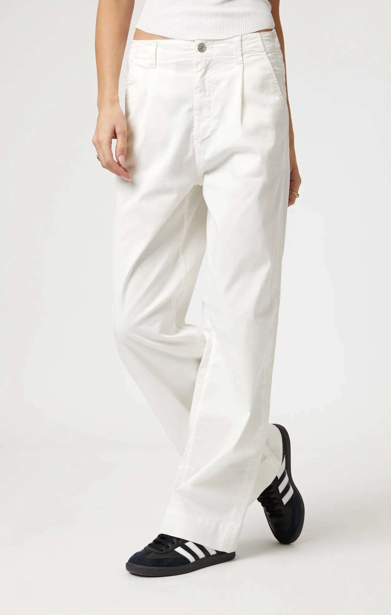 PERA PLEATED WIDE LEG IN OFF-WHITE LIGHT TWILL