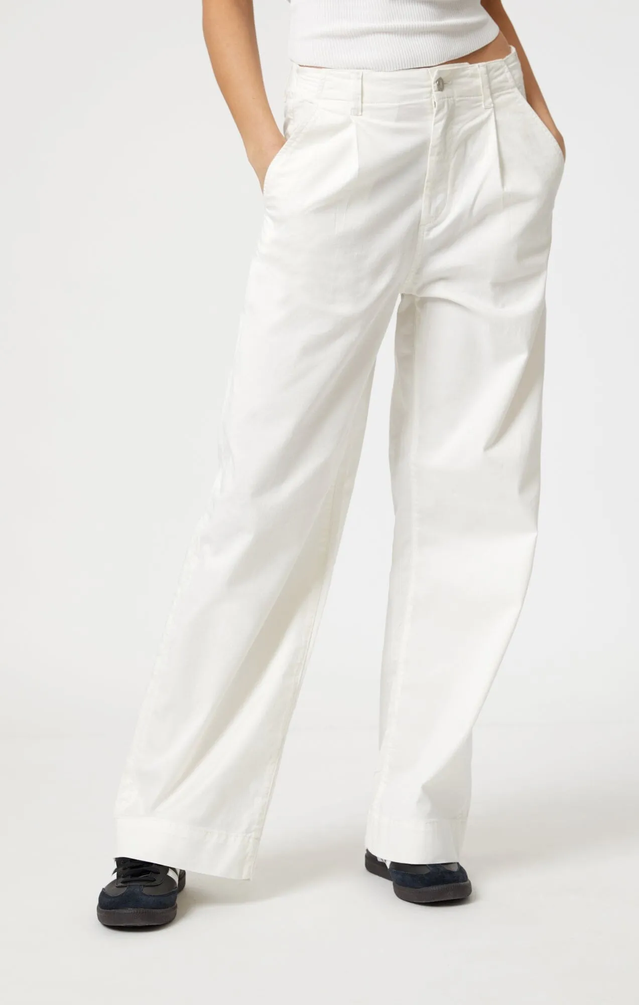 PERA PLEATED WIDE LEG IN OFF-WHITE LIGHT TWILL