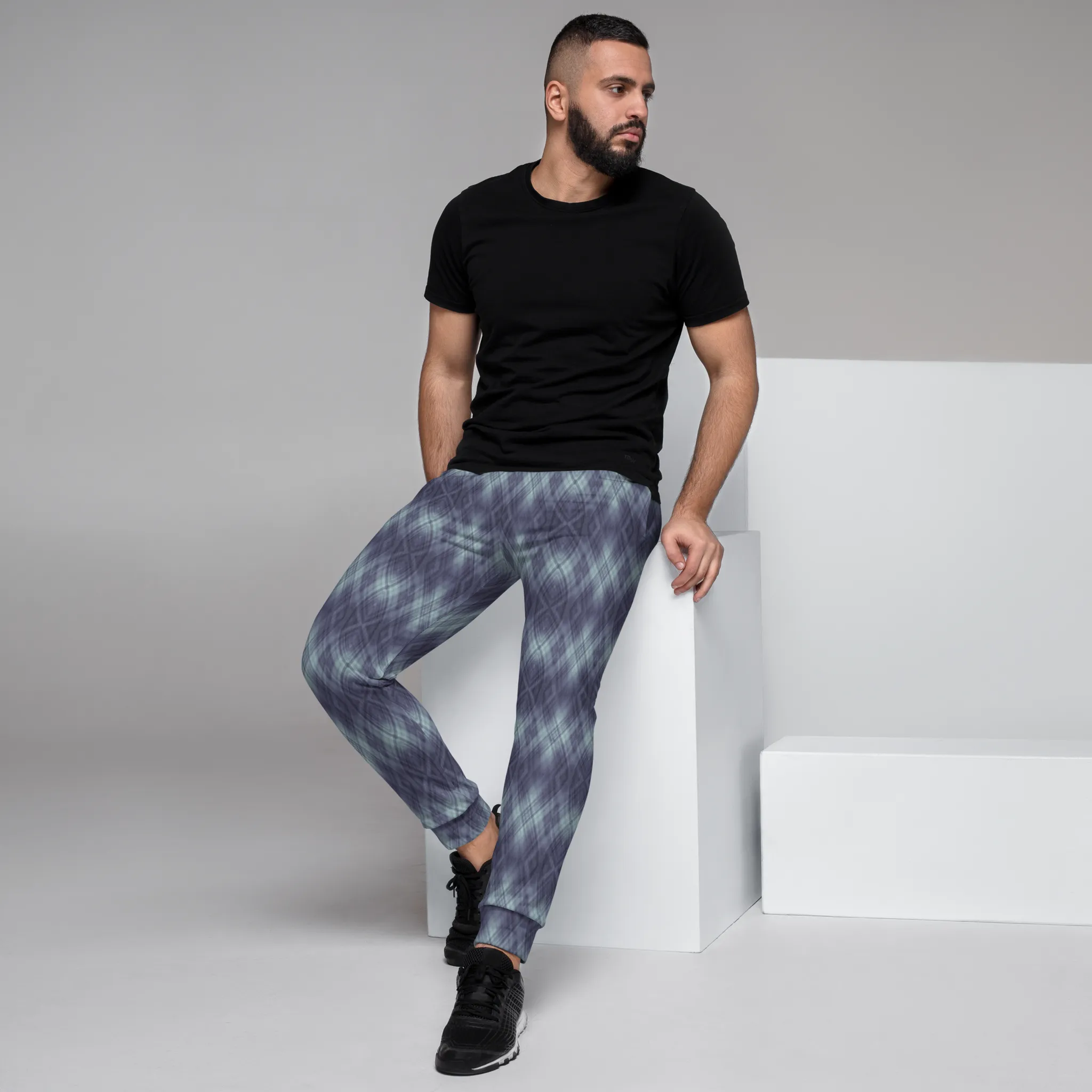 Recursia Argyle Rewired II Men's Joggers In Blue