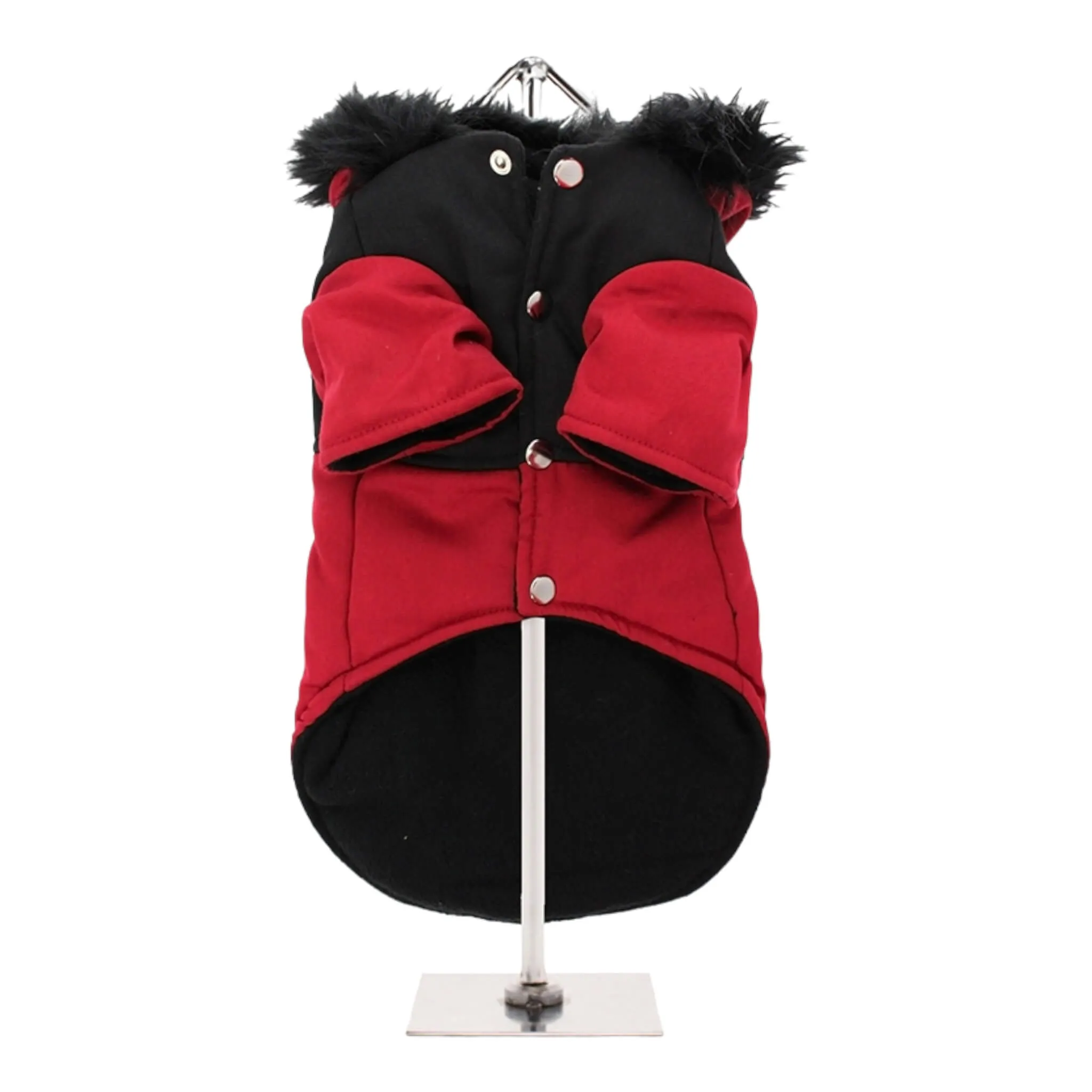 Red on Black Two Tone Dog Parka