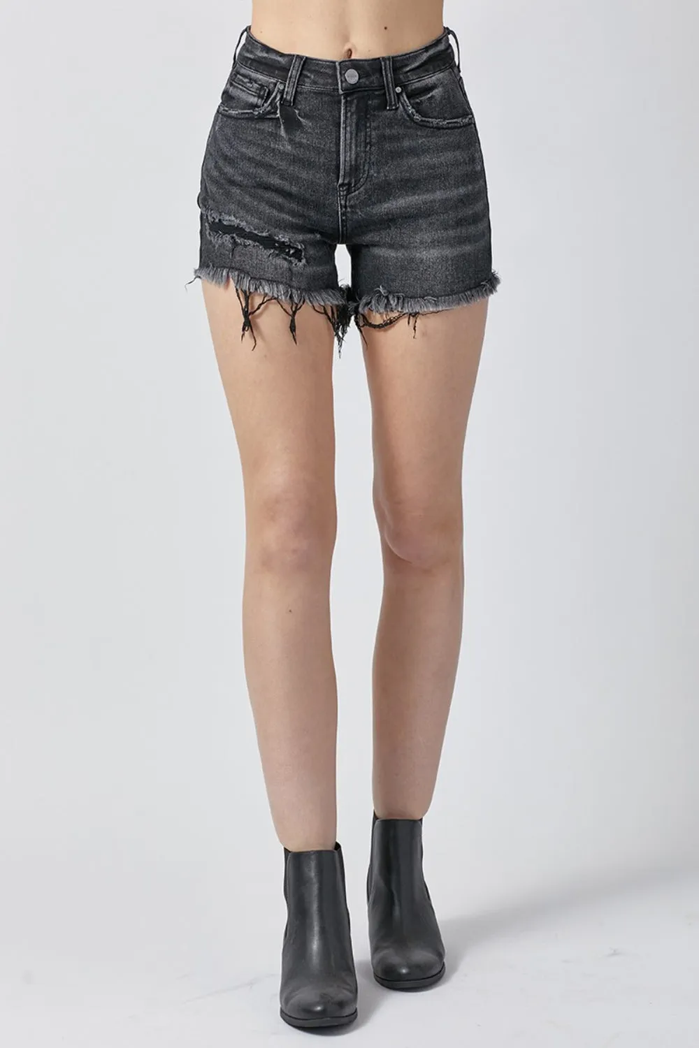 RISEN Raw Hem Denim Shorts with Pockets