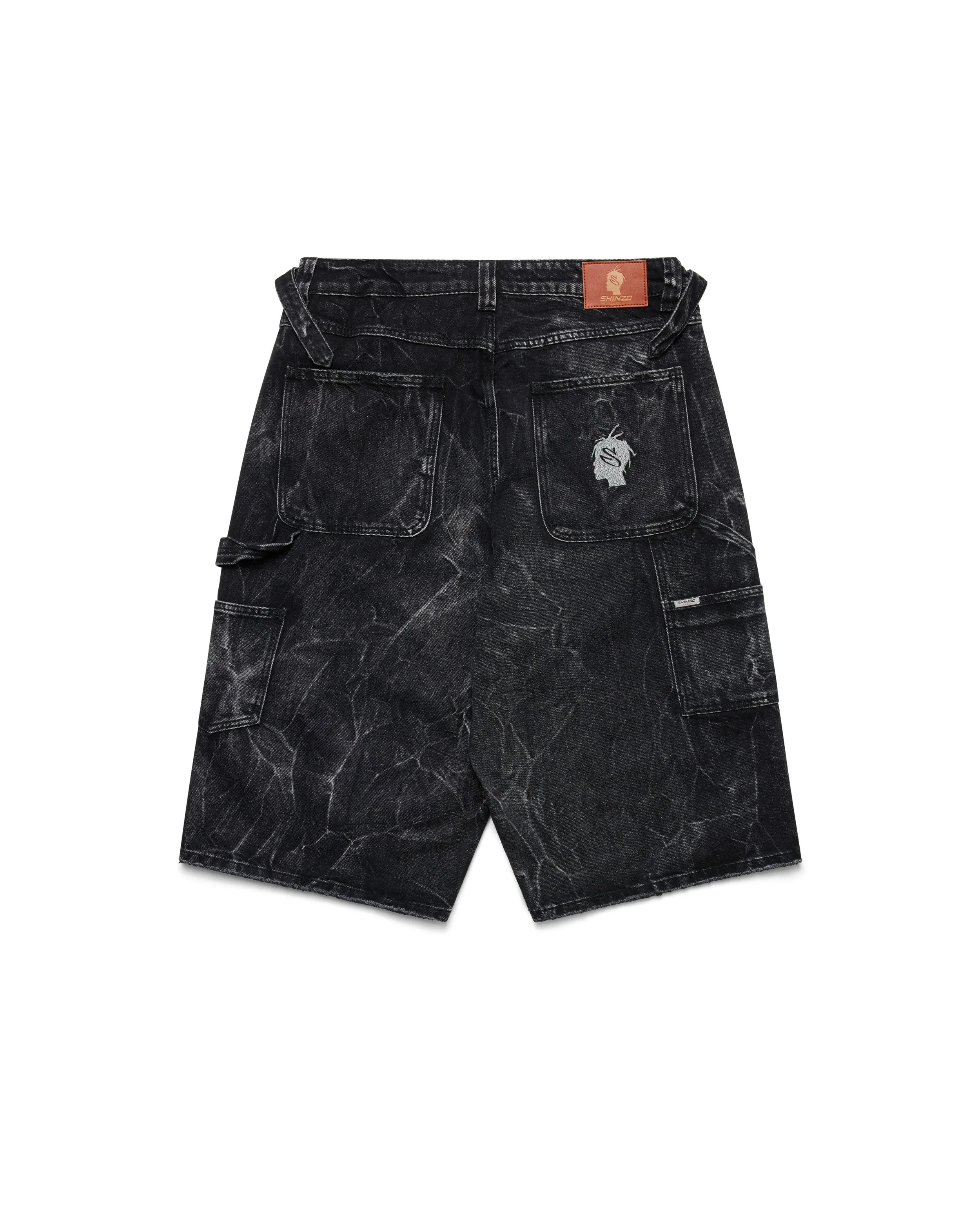 Sagyōgi Black Washed Phat Cut Denim Shorts