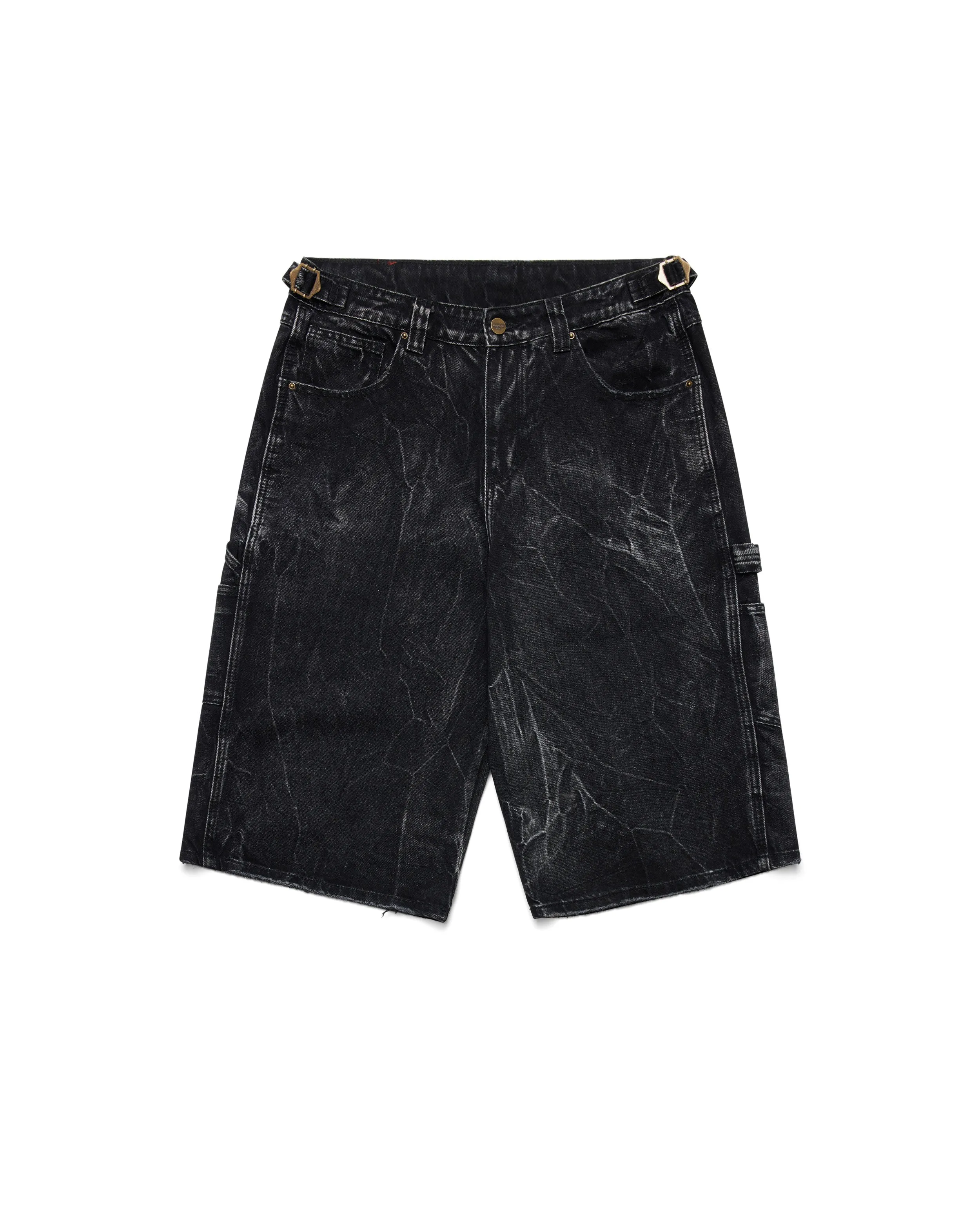 Sagyōgi Black Washed Phat Cut Denim Shorts