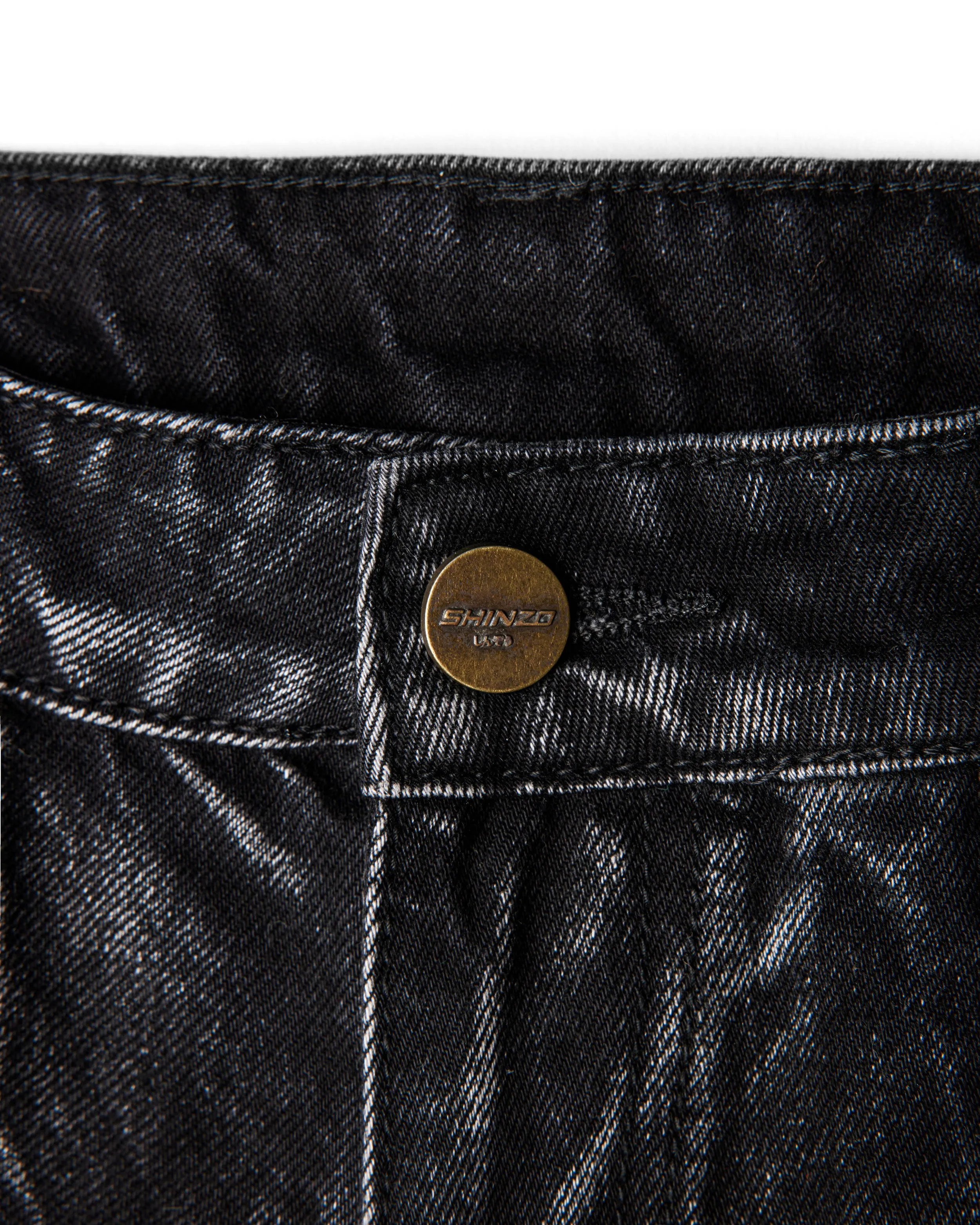 Sagyōgi Black Washed Phat Cut Denim Shorts