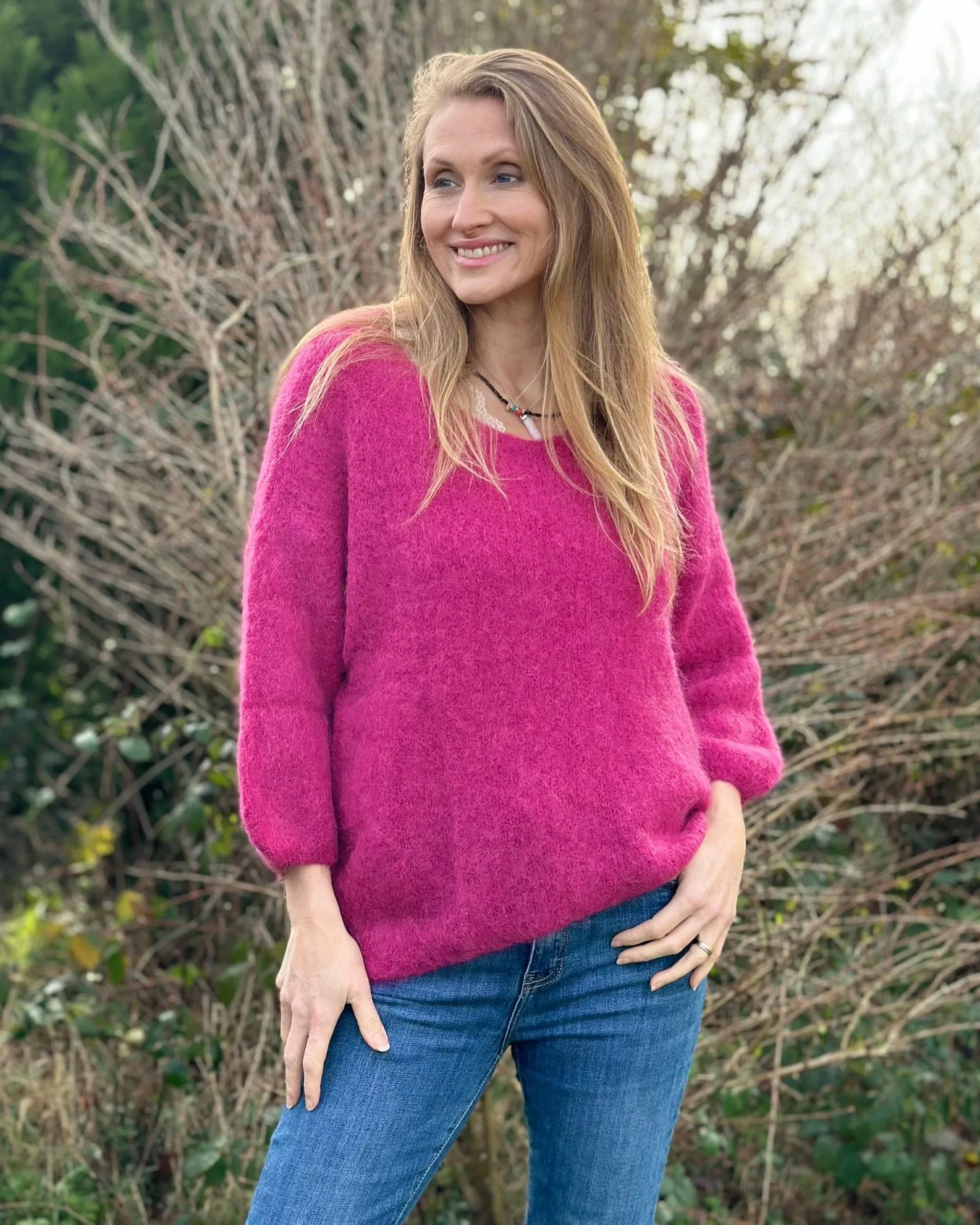 Soft Knit Alpaca Jumper - Raspberry