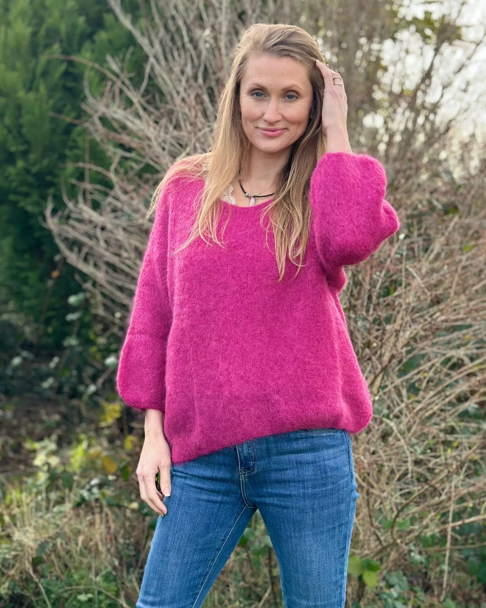 Soft Knit Alpaca Jumper - Raspberry