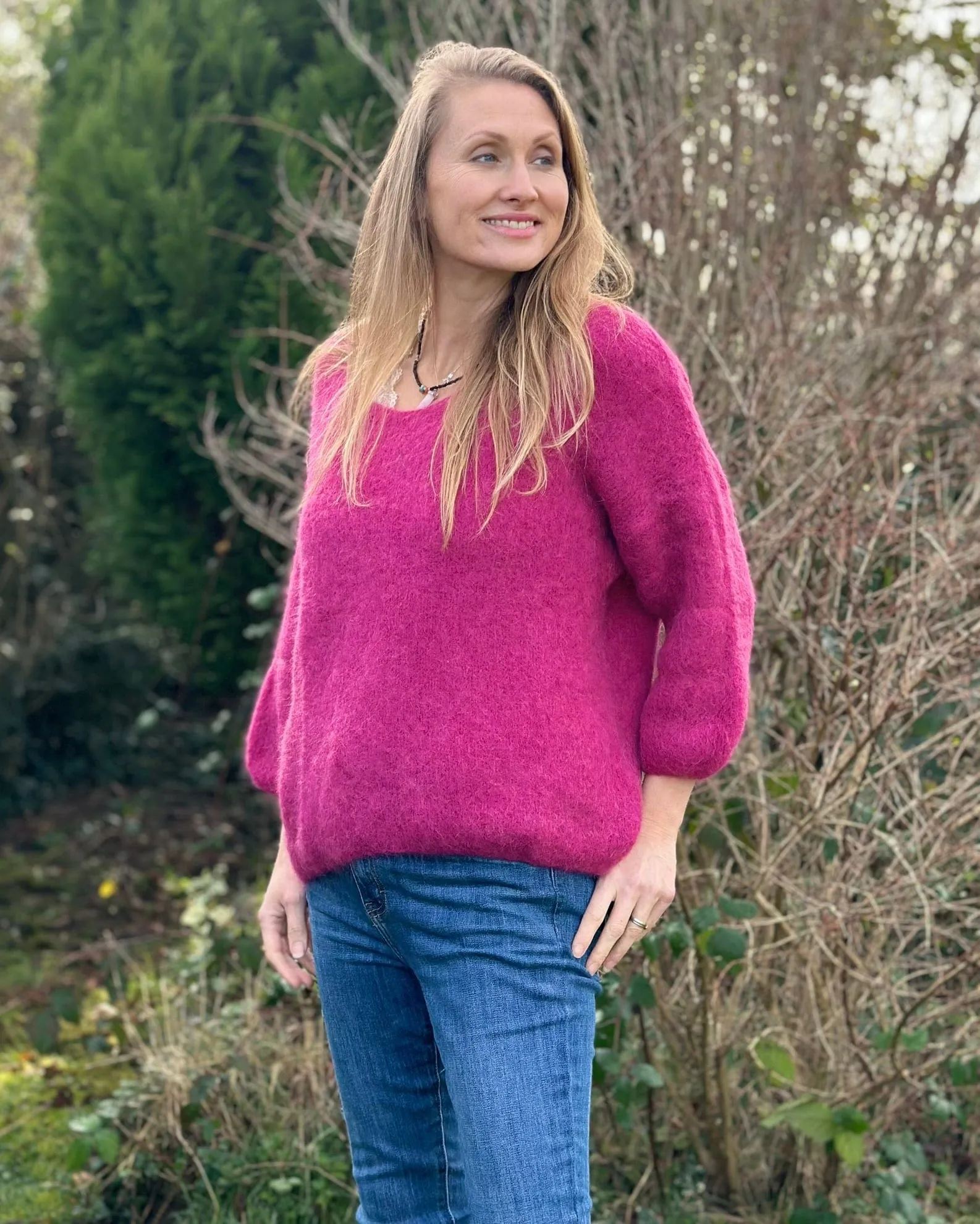 Soft Knit Alpaca Jumper - Raspberry