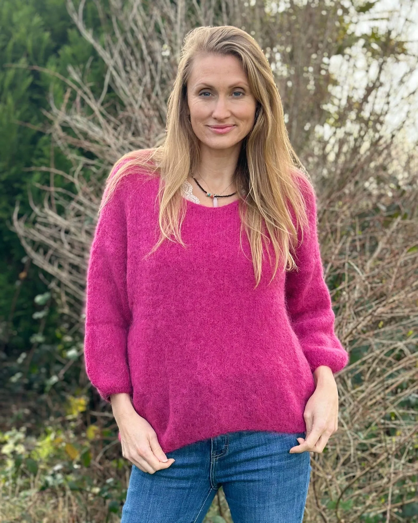 Soft Knit Alpaca Jumper - Raspberry